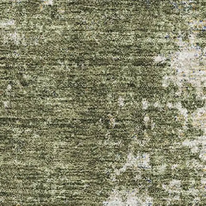 Olive Green And Ivory Abstract Washable Area Rug With UV Protection Photo 3
