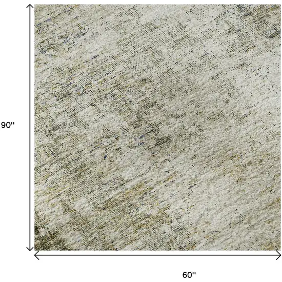 Olive Green And Ivory Abstract Washable Area Rug With UV Protection Photo 8