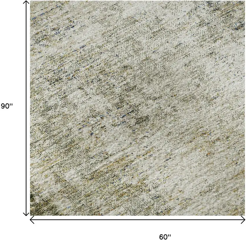 Olive Green And Ivory Abstract Washable Area Rug With UV Protection Photo 8