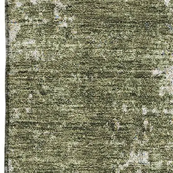 Olive Green And Ivory Abstract Washable Area Rug With UV Protection Photo 3