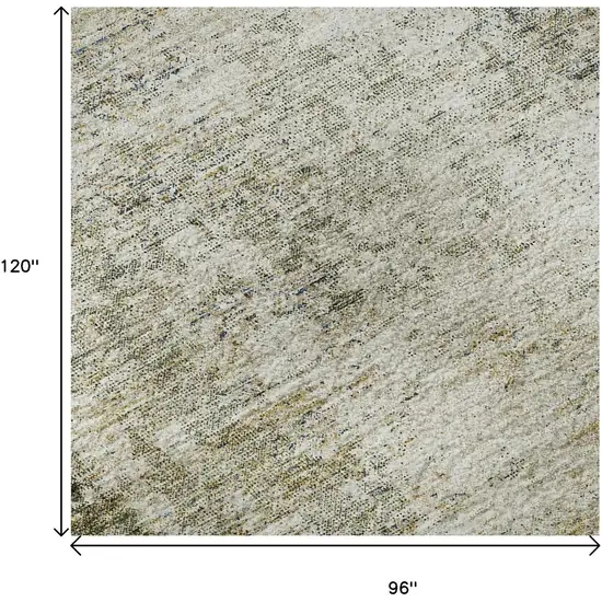 Olive Green And Ivory Abstract Washable Area Rug With UV Protection Photo 9