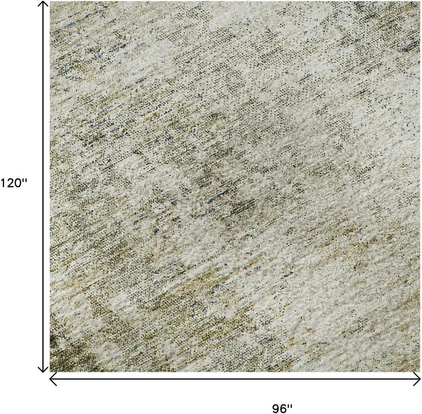 Olive Green And Ivory Abstract Washable Area Rug With UV Protection Photo 9