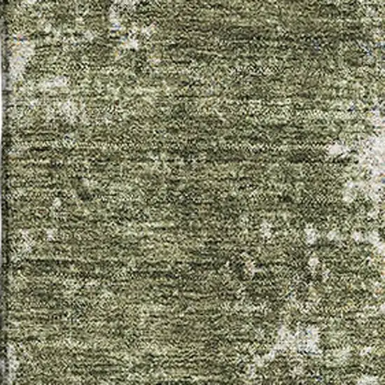Olive Green And Ivory Abstract Washable Area Rug With UV Protection Photo 3
