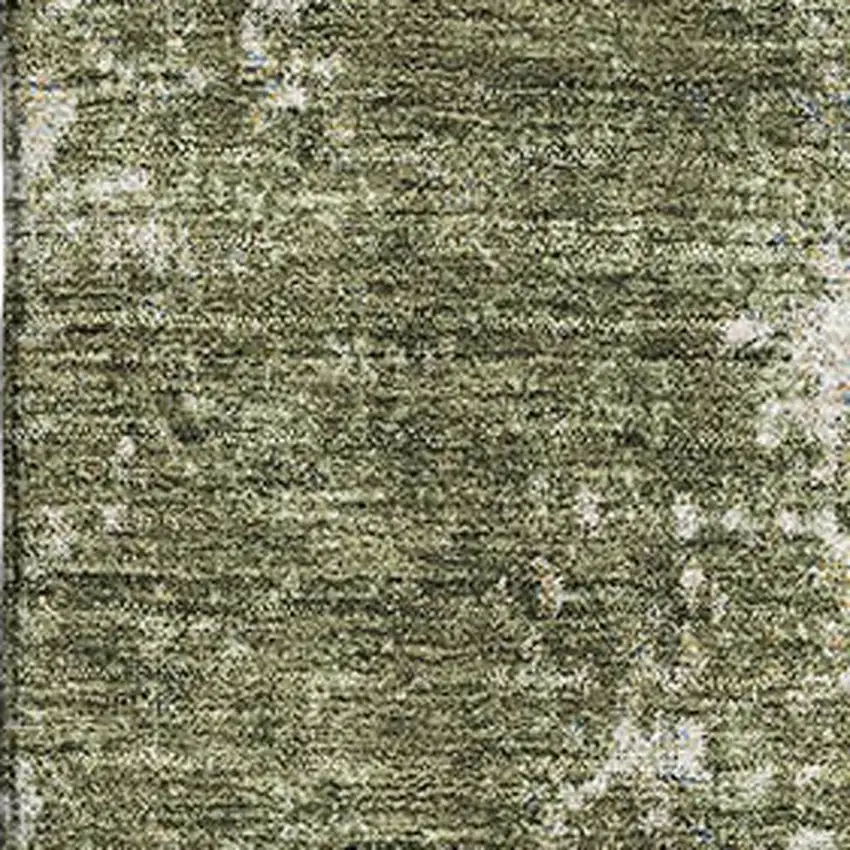 Olive Green And Ivory Abstract Washable Area Rug With UV Protection Photo 3