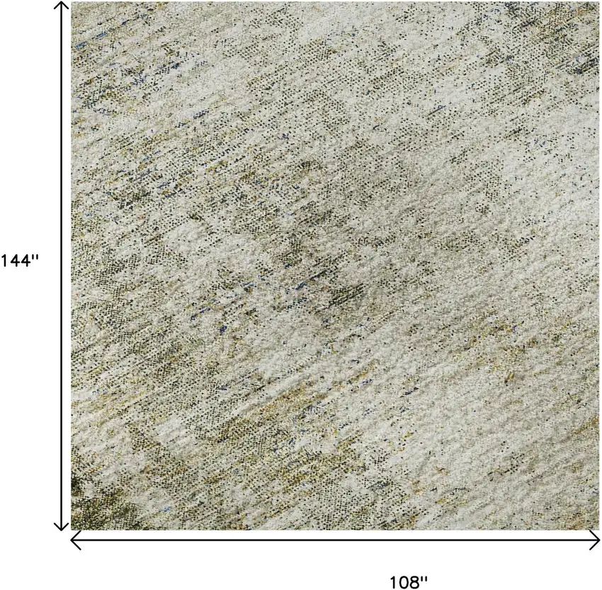 Olive Green And Ivory Abstract Washable Area Rug With UV Protection Photo 8