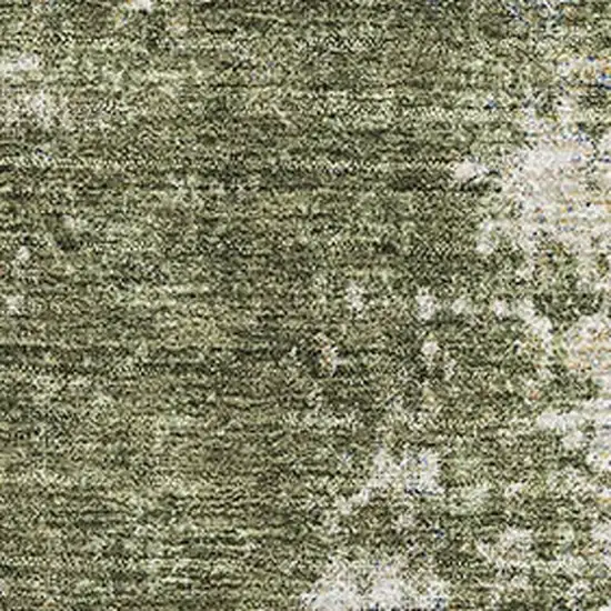 Olive Green And Ivory Abstract Washable Area Rug With UV Protection Photo 3