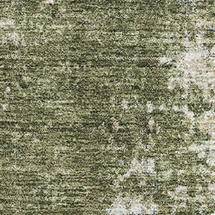 Olive Green And Ivory Abstract Washable Area Rug With UV Protection Photo 3