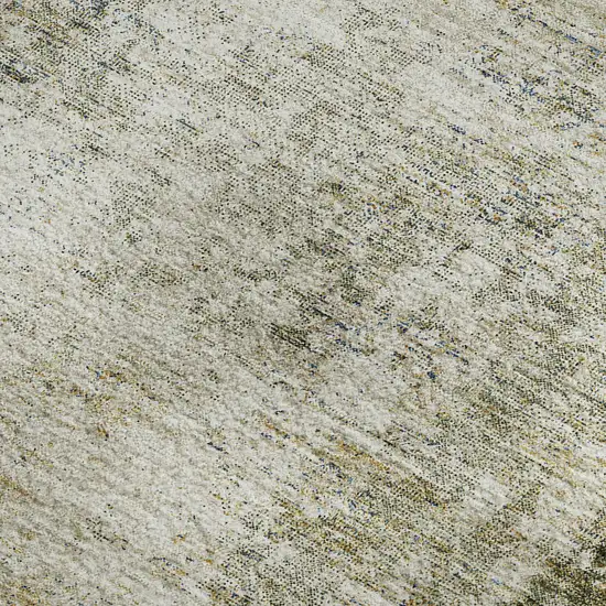 Olive Green And Ivory Abstract Washable Area Rug With UV Protection Photo 2