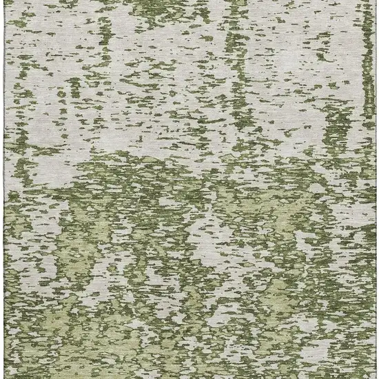 Olive Green And Ivory Abstract Washable Area Rug With UV Protection Photo 3