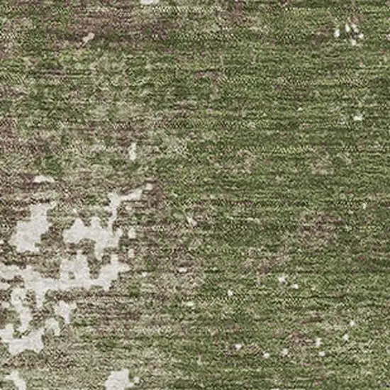 Olive Green And Ivory Abstract Washable Area Rug With UV Protection Photo 2