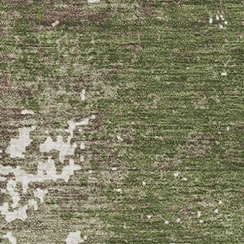Olive Green And Ivory Abstract Washable Area Rug With UV Protection Photo 2