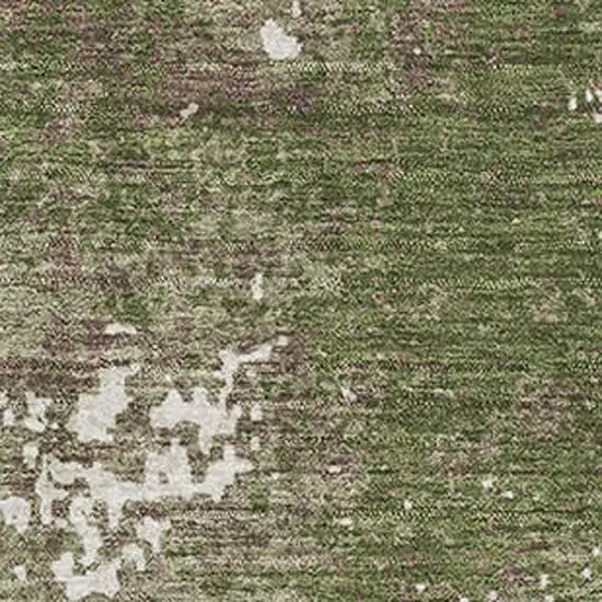 Olive Green And Ivory Abstract Washable Area Rug With UV Protection Photo 2