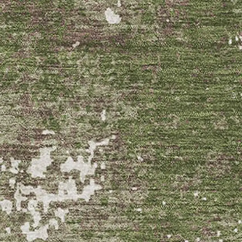 Olive Green And Ivory Abstract Washable Area Rug With UV Protection Photo 2