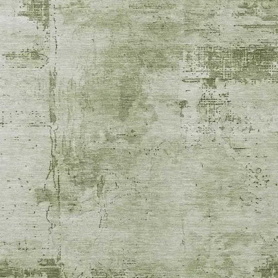 Olive Green And Ivory Abstract Washable Indoor Outdoor Area Rug Photo 5