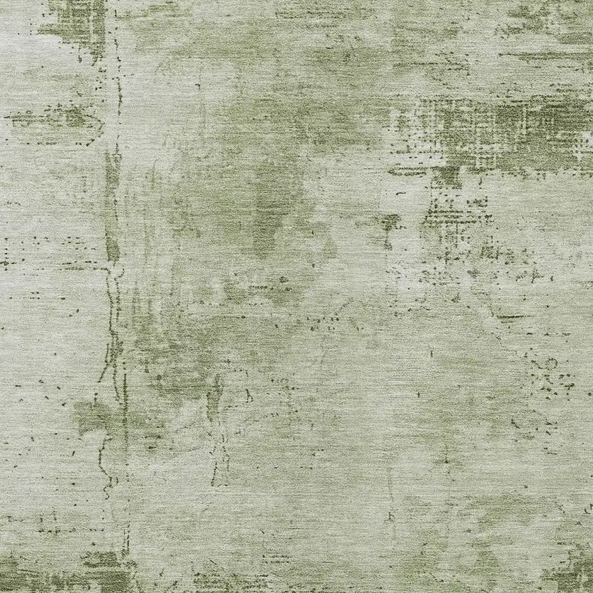 Olive Green And Ivory Abstract Washable Indoor Outdoor Area Rug Photo 5