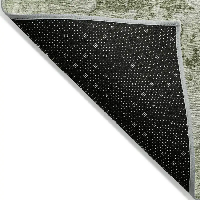 Olive Green And Ivory Abstract Washable Indoor Outdoor Area Rug Photo 3