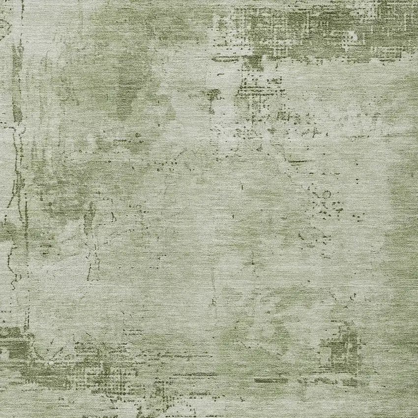 Olive Green And Ivory Abstract Washable Indoor Outdoor Area Rug Photo 5