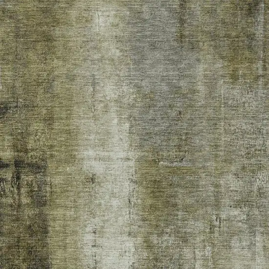 Olive Green And Ivory Abstract Washable Indoor Outdoor Area Rug Photo 6