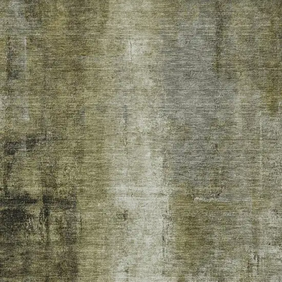 Olive Green And Ivory Abstract Washable Indoor Outdoor Area Rug Photo 6