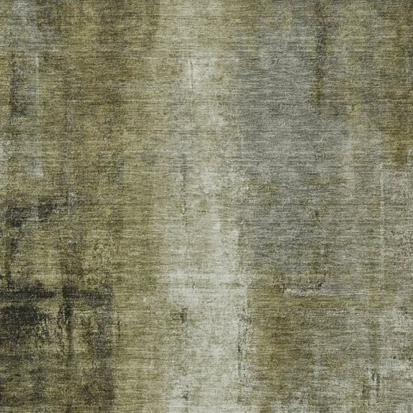 Olive Green And Ivory Abstract Washable Indoor Outdoor Area Rug Photo 6