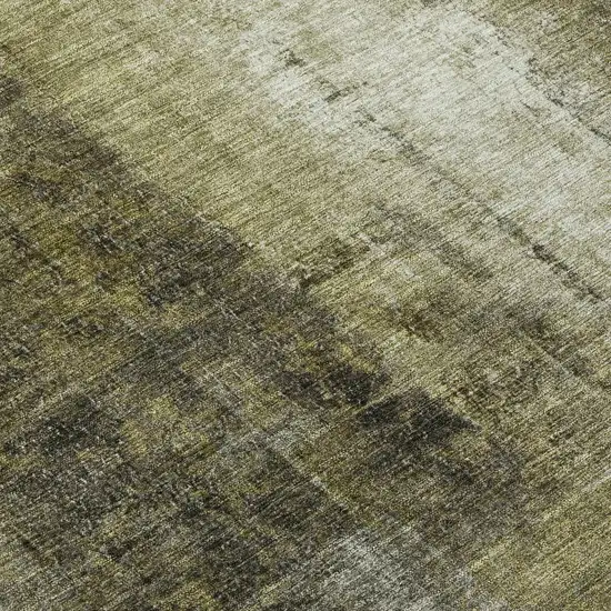 Olive Green And Ivory Abstract Washable Indoor Outdoor Area Rug Photo 8