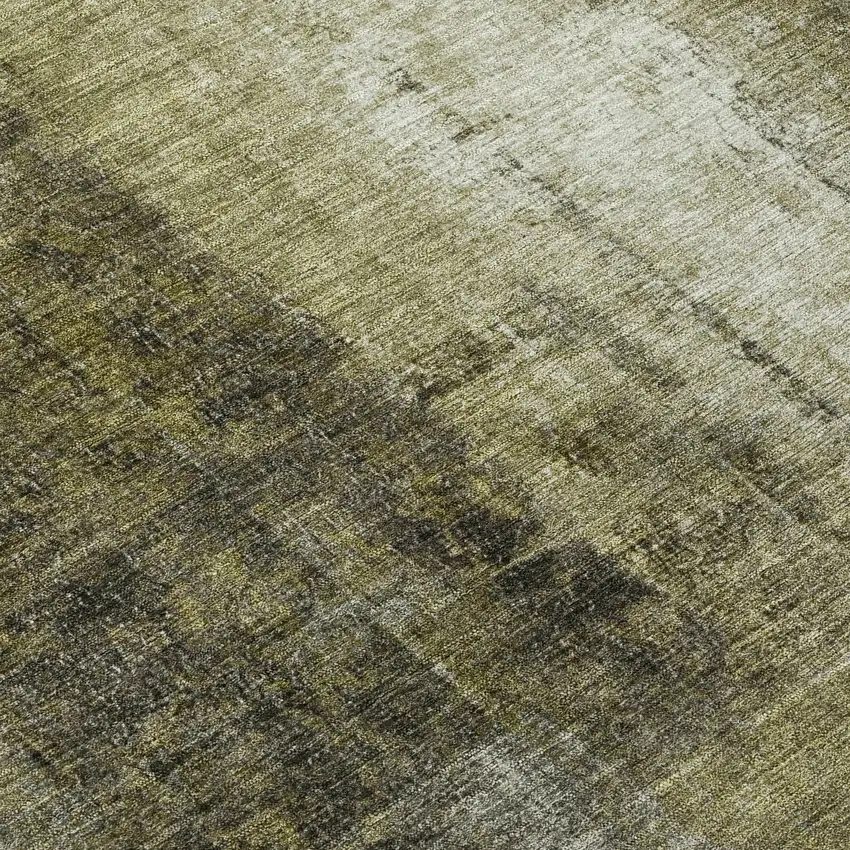 Olive Green And Ivory Abstract Washable Indoor Outdoor Area Rug Photo 8
