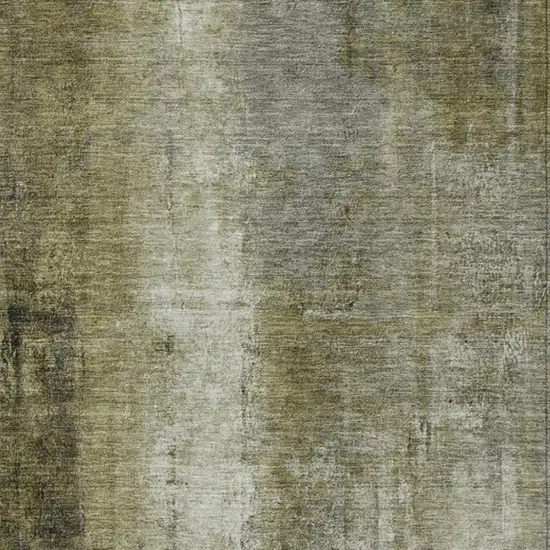 Olive Green And Ivory Abstract Washable Indoor Outdoor Area Rug Photo 4