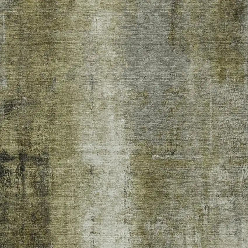 Olive Green And Ivory Abstract Washable Indoor Outdoor Area Rug Photo 4