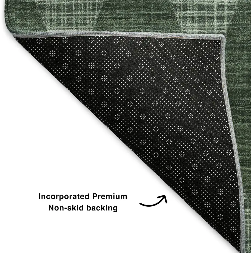 Olive Green And Ivory Diamond Washable Area Rug With UV Protection Photo 5