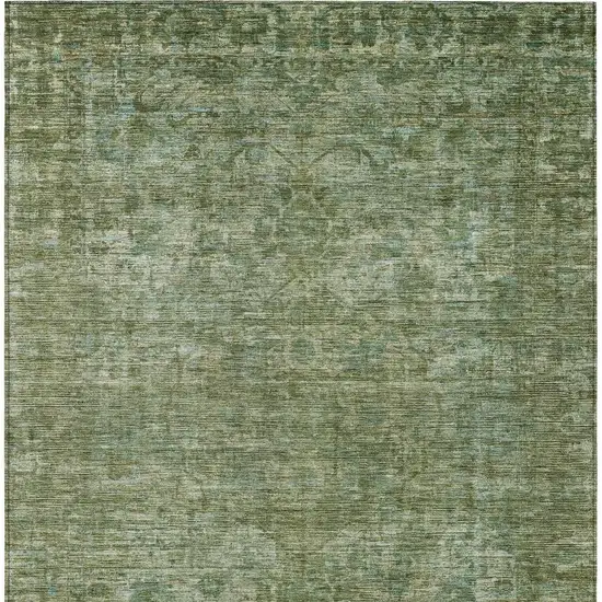 Olive Green And Ivory Floral Medallion Washable Indoor Outdoor Area Rug Photo 4