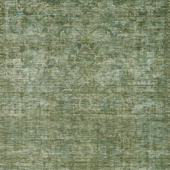 Olive Green And Ivory Floral Medallion Washable Indoor Outdoor Area Rug Photo 6