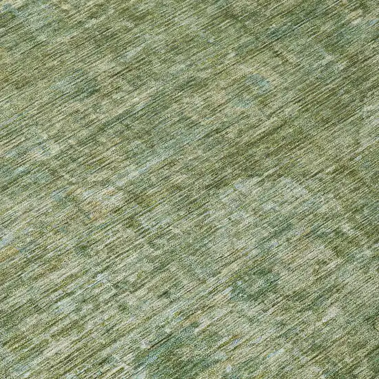 Olive Green And Ivory Floral Medallion Washable Indoor Outdoor Area Rug Photo 9