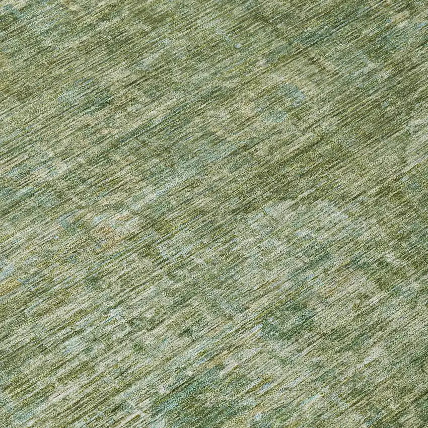 Olive Green And Ivory Floral Medallion Washable Indoor Outdoor Area Rug Photo 9