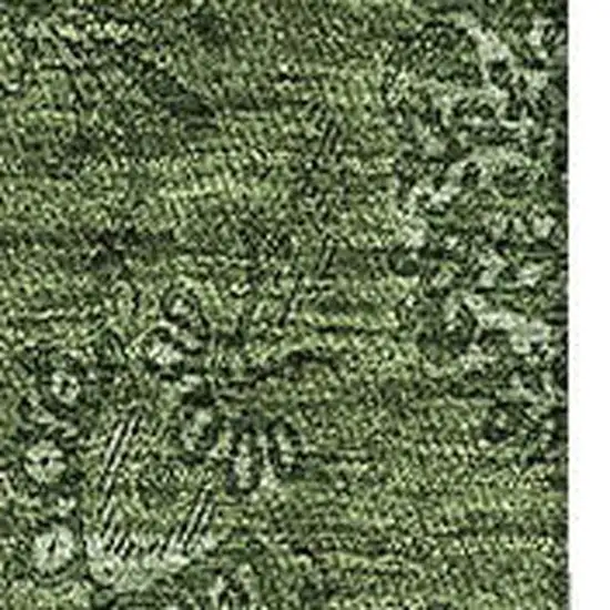 Olive Green And Ivory Floral Washable Area Rug With UV Protection Photo 3