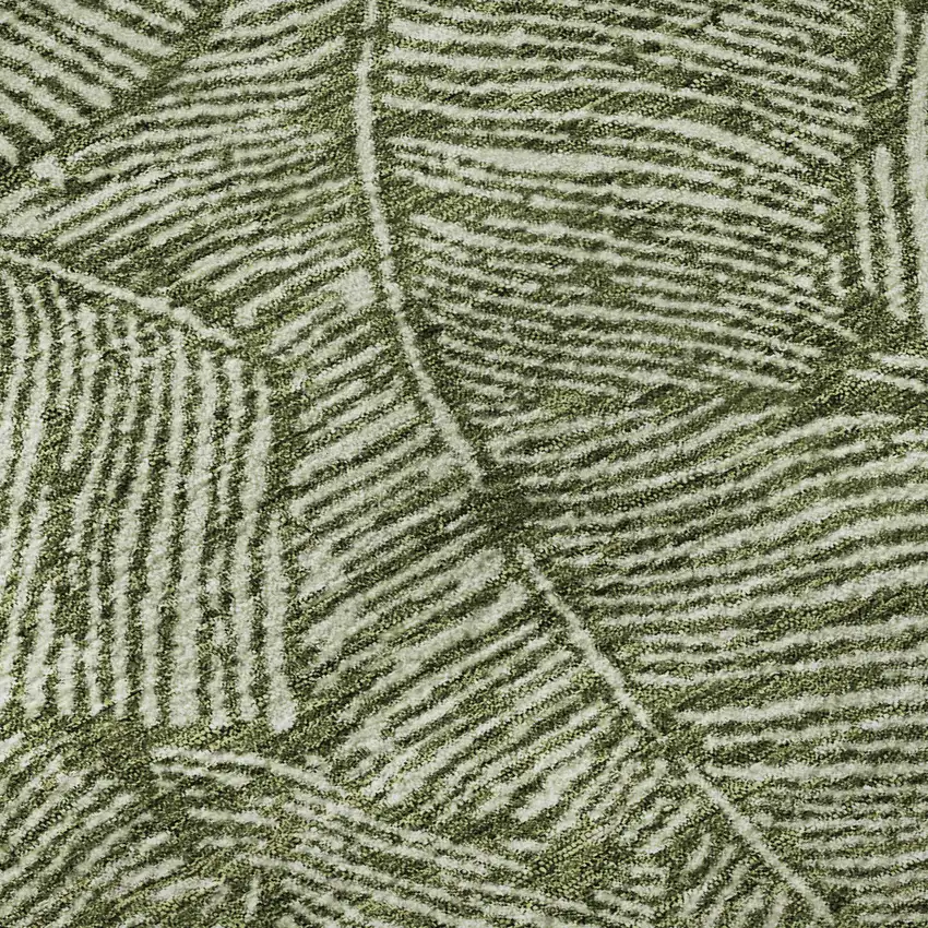 Olive Green And Ivory Floral Washable Area Rug With UV Protection Photo 9