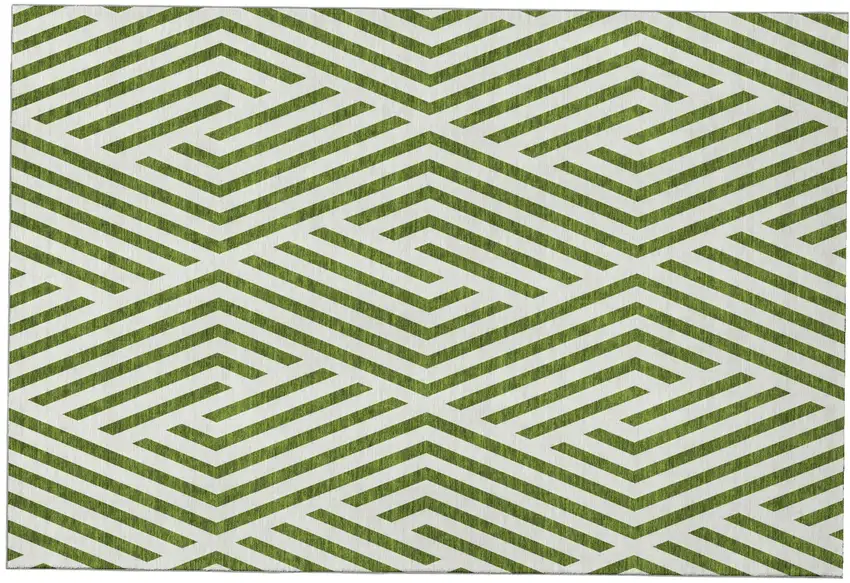 Olive Green And Ivory Geometric Washable Area Rug With UV Protection Photo 2