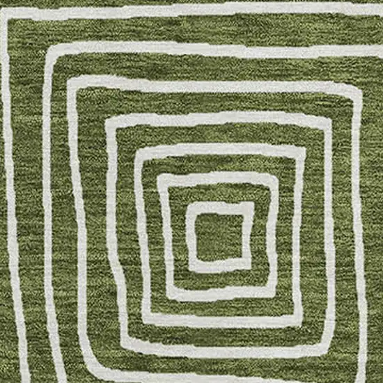 Olive Green And Ivory Geometric Washable Indoor Outdoor Area Rug Photo 6