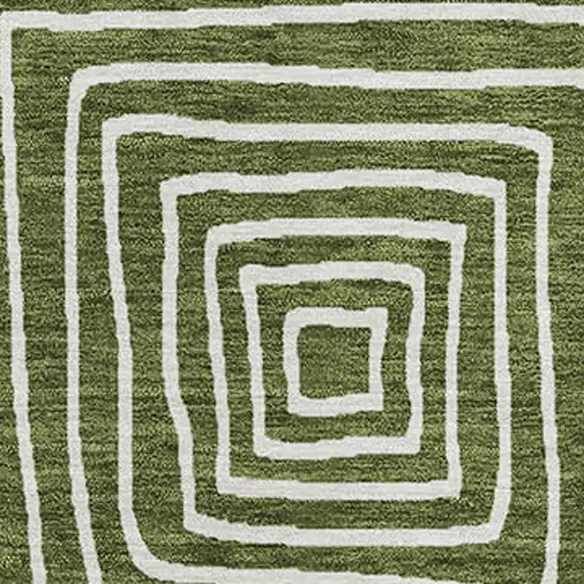 Olive Green And Ivory Geometric Washable Indoor Outdoor Area Rug Photo 6