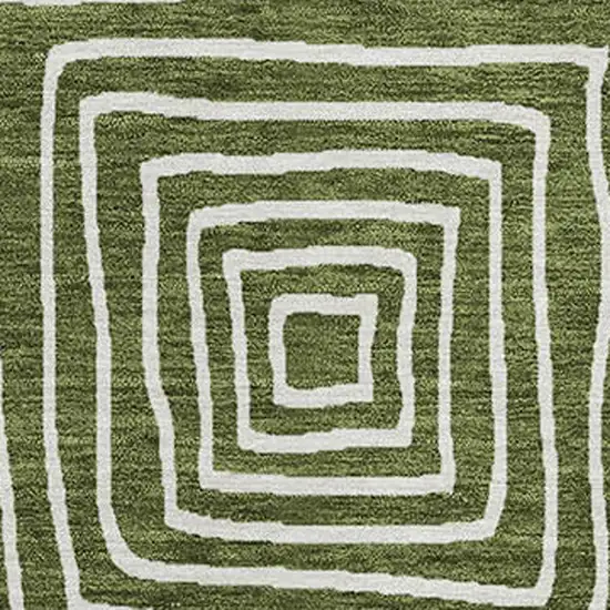 Olive Green And Ivory Geometric Washable Indoor Outdoor Area Rug Photo 6