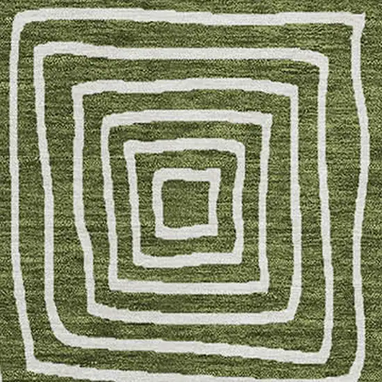 Olive Green And Ivory Geometric Washable Indoor Outdoor Area Rug Photo 6