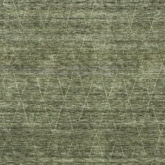 Olive Green And Ivory Geometric Washable Indoor Outdoor Area Rug Photo 6