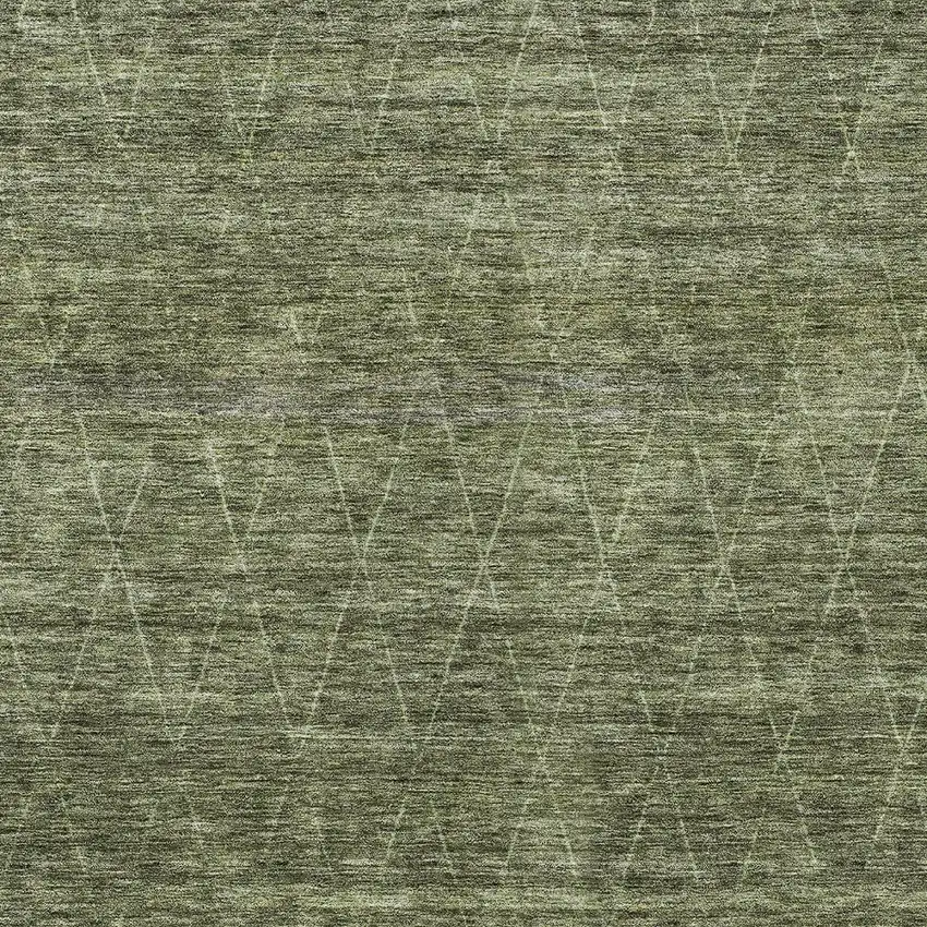 Olive Green And Ivory Geometric Washable Indoor Outdoor Area Rug Photo 6