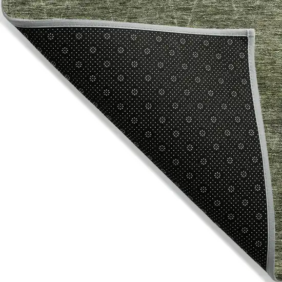 Olive Green And Ivory Geometric Washable Indoor Outdoor Area Rug Photo 4