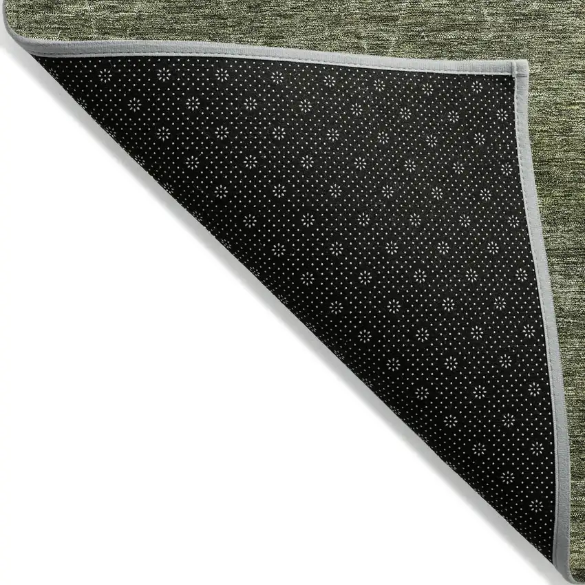 Olive Green And Ivory Geometric Washable Indoor Outdoor Area Rug Photo 4