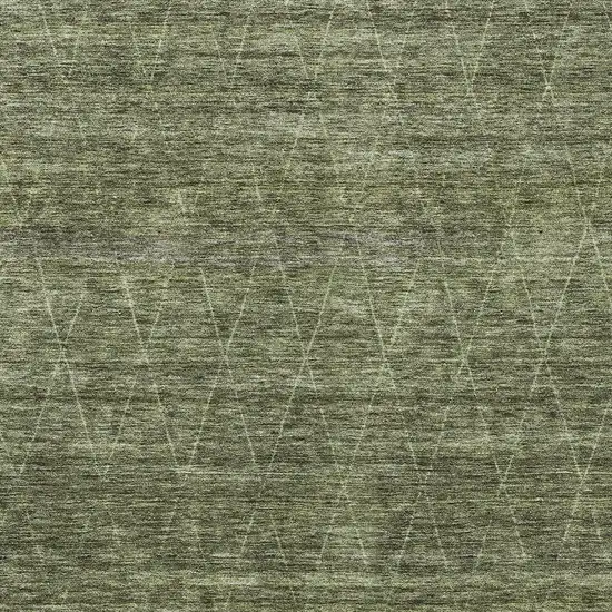 Olive Green And Ivory Geometric Washable Indoor Outdoor Area Rug Photo 6