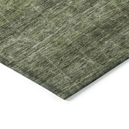 Olive Green And Ivory Geometric Washable Indoor Outdoor Area Rug Photo 5