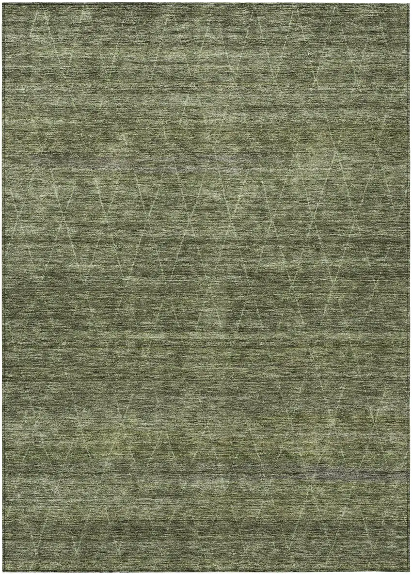 Olive Green And Ivory Geometric Washable Indoor Outdoor Area Rug Photo 2