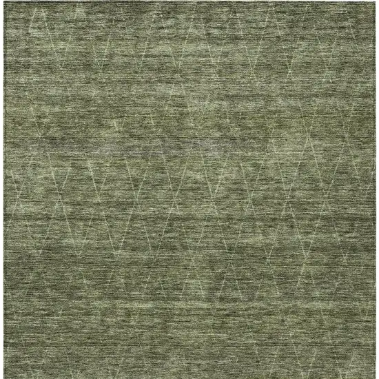 Olive Green And Ivory Geometric Washable Indoor Outdoor Area Rug Photo 7
