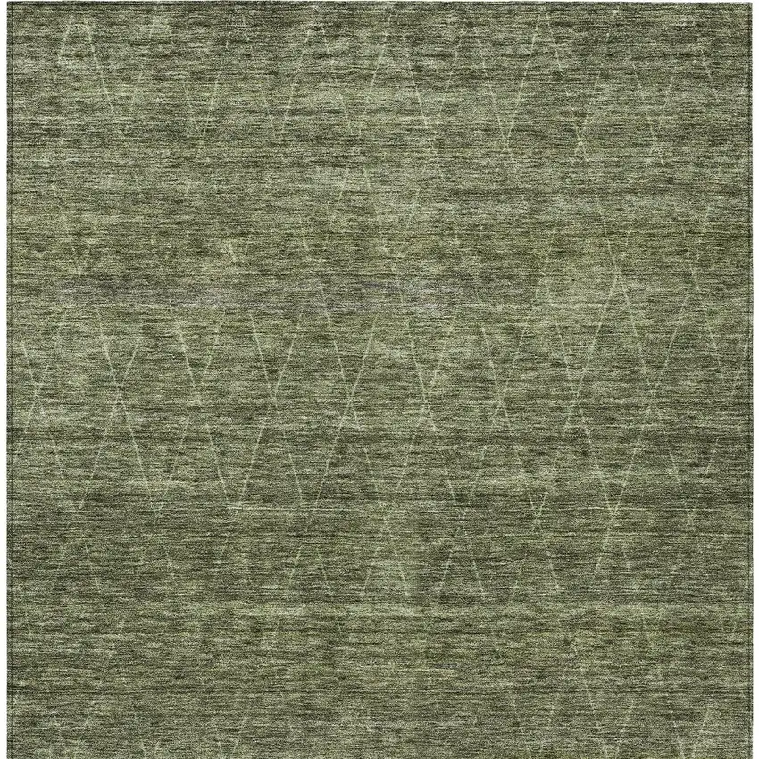 Olive Green And Ivory Geometric Washable Indoor Outdoor Area Rug Photo 7