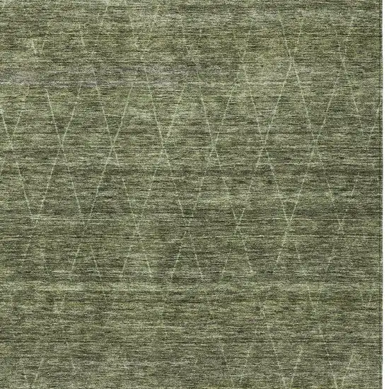Olive Green And Ivory Geometric Washable Indoor Outdoor Area Rug Photo 6